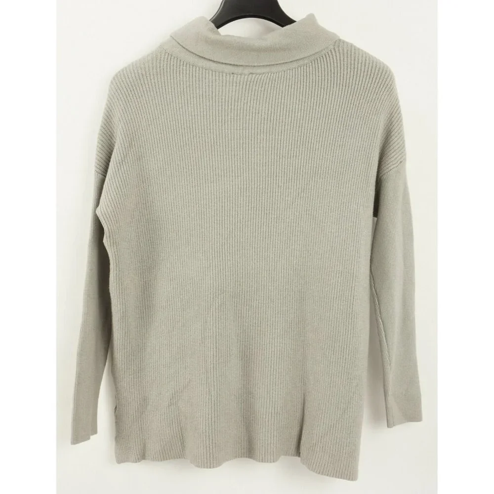 New Devotion by‎ Cyrus Women's Small Putty Grey Rib Knit Cowl Neck Tunic Sweater